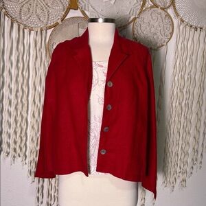 Aegean Linen Tank and Swing Jacket Set in Red and White Floral Print Small